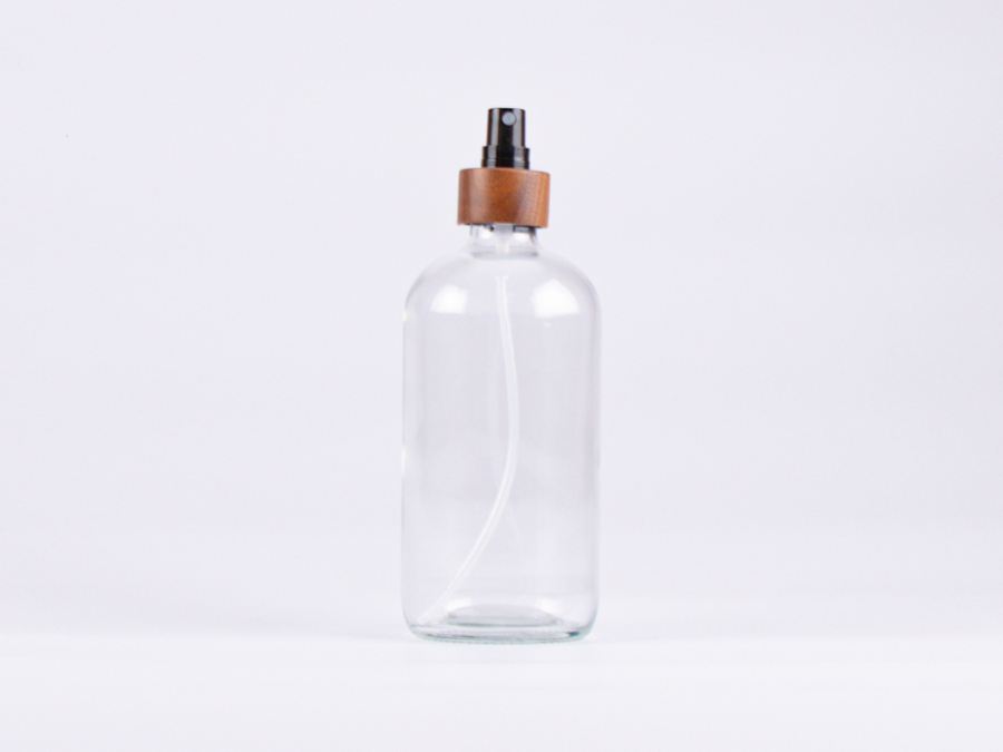 Klarglasflasche 500ml, mit Zerstäuber Walnut