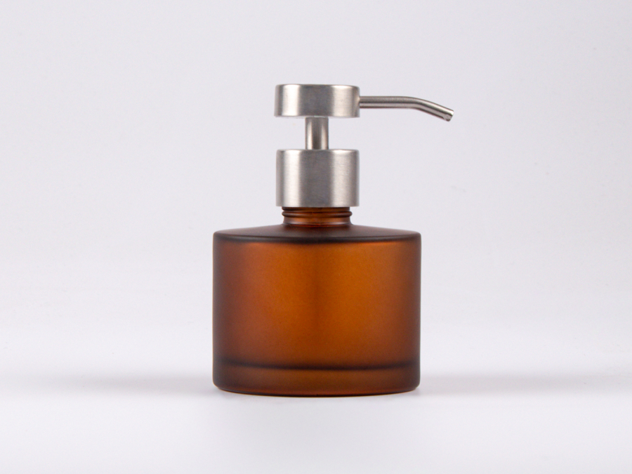 Braunglasflasche Lilly 180 ml - Dispenser Edelstahl
