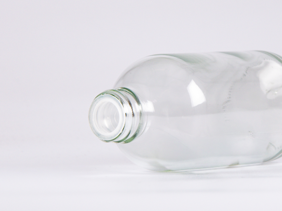 Glasflasche säuremattiert, 250ml, mit Schraubverschluss Walnut