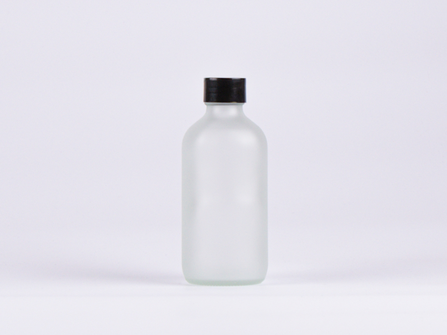 Glasflasche säuremattiert, 250ml, mit Schraubverschluss schwarz/weiss