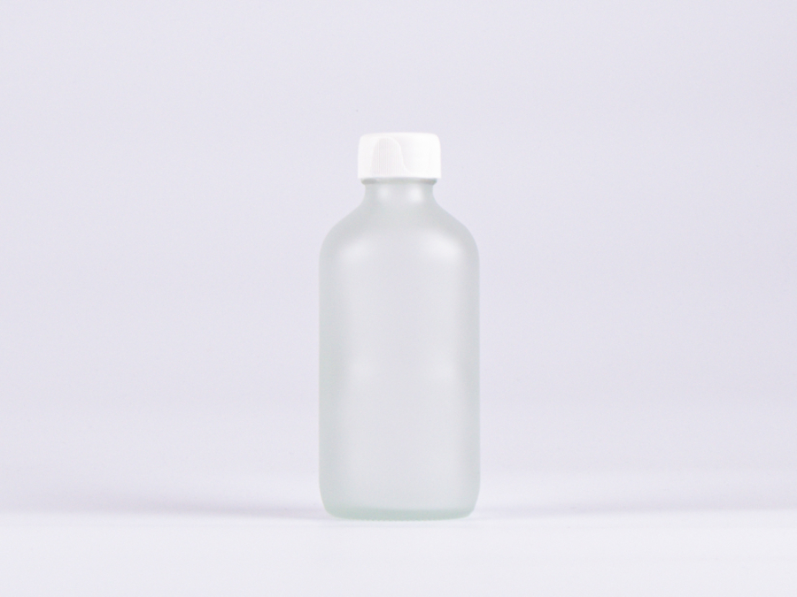 Glasflasche säuremattiert, 250ml, mit Schraubverschluss schwarz/weiss
