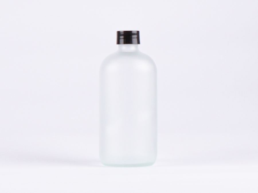 Glasflasche säuremattiert, 500ml, mit Schraubverschluss schwarz/weiss