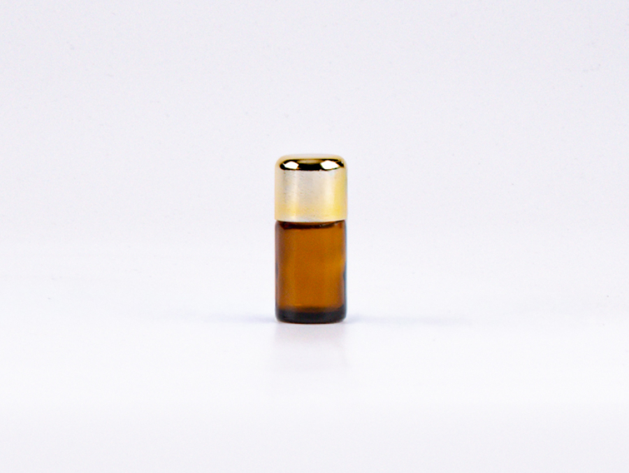 Braunglasflasche 5ml, mit Tropfmontur Gold