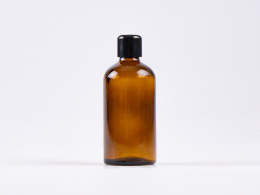 Braunglasflasche 100ml, mit Schraubverschluss schwarz