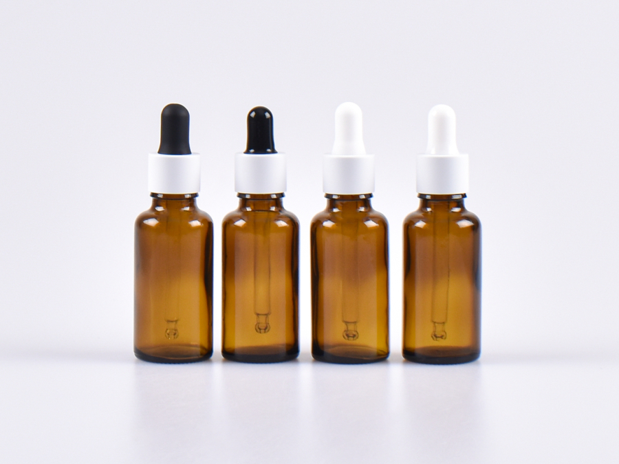 Braunglasflasche 50ml, mit Pipette weiss