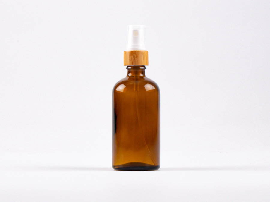 Braunglasflasche 100 ml – Zerstäuber Bambus