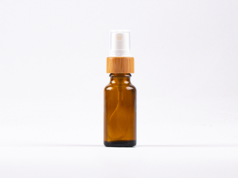 Braunglasflasche 20 ml - Zerstäuber Bambus