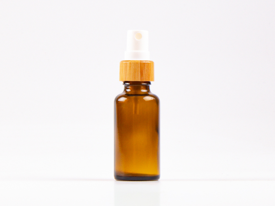 Braunglasflasche 30 ml - Zerstäuber Bambus