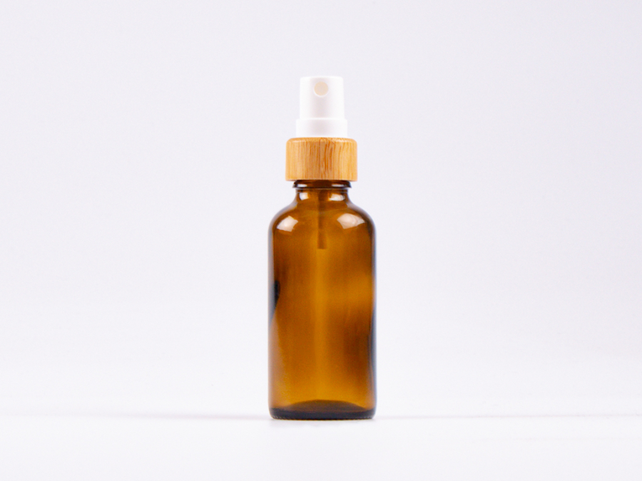 Braunglasflasche 50 ml - Zerstäuber Bambus