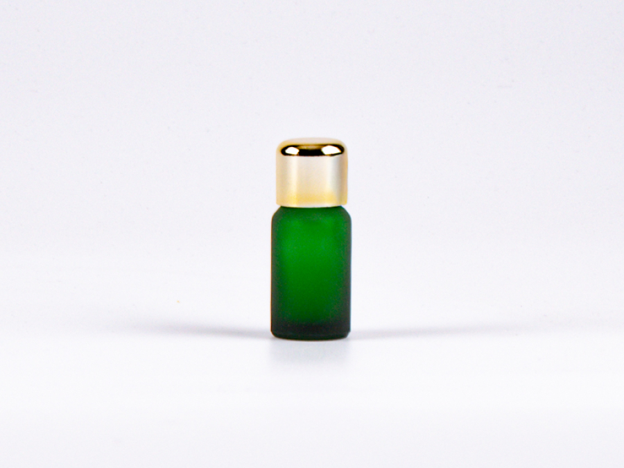 Grünglasflasche 10ml, mit Tropfmontur Gold
