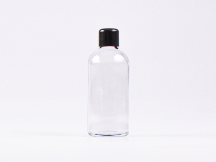 Klarglasflasche 100ml, mit Schraubverschluss schwarz