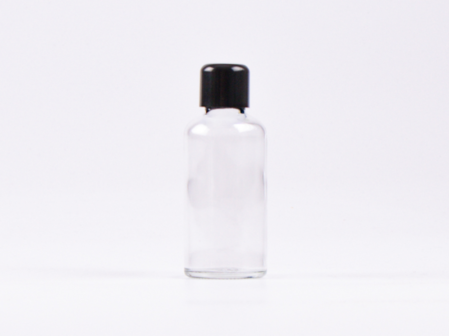Klarglasflasche 50ml, mit Schraubverschluss schwarz