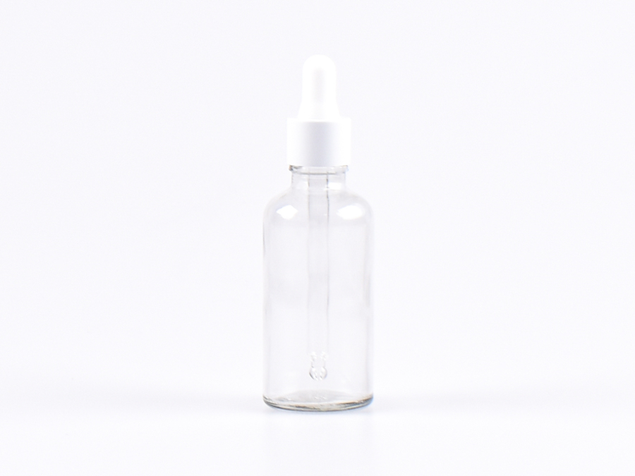 Klarglasflasche 50ml, mit Pipette weiss