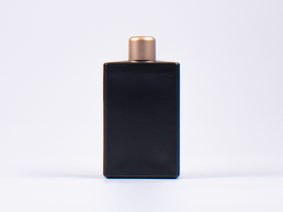 Schwarzglasflasche Miro 100 ml - Tropfmontur Gold