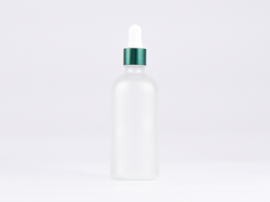 säuremattierte Flasche 100ml, mit Pipette grün-matt