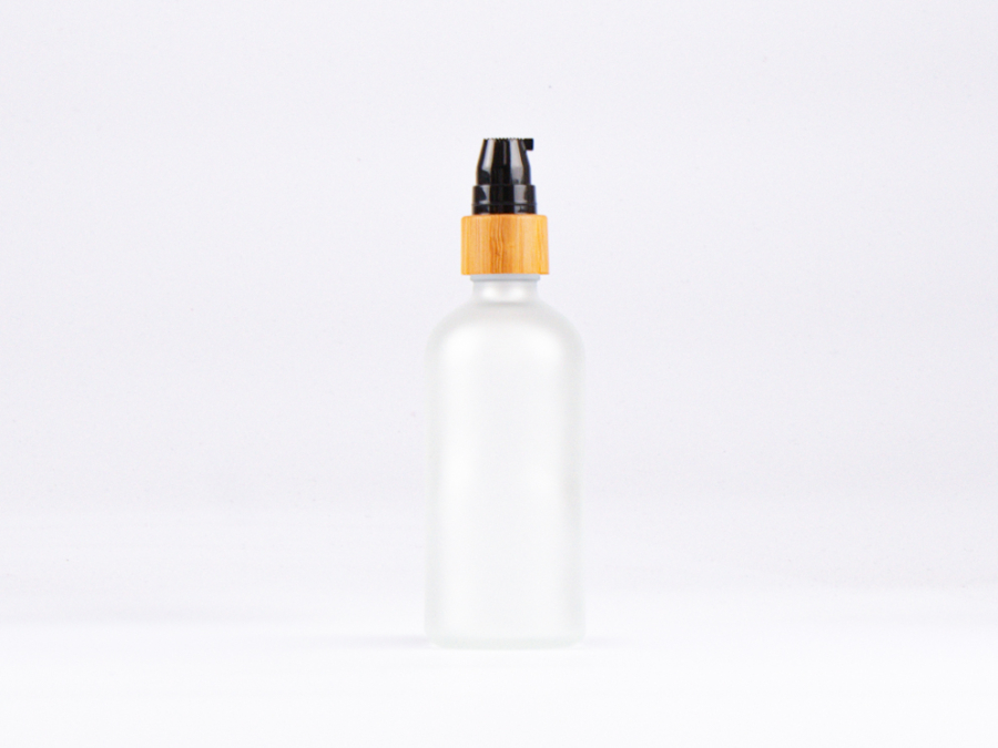 säuremattierte Flasche 100ml, mit Lotionspumpe Bambus