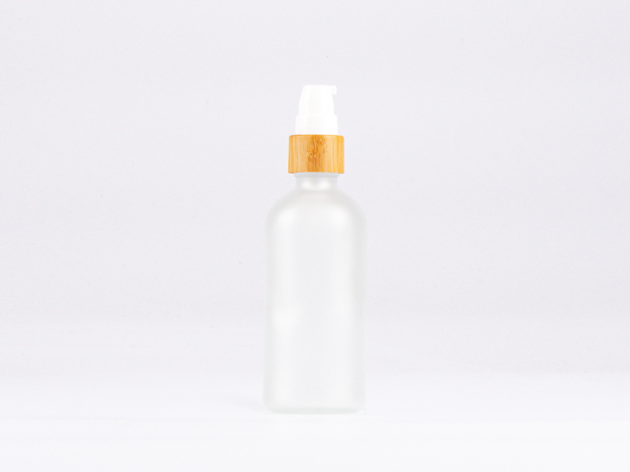 säuremattierte Flasche 100ml, mit Lotionspumpe Bambus