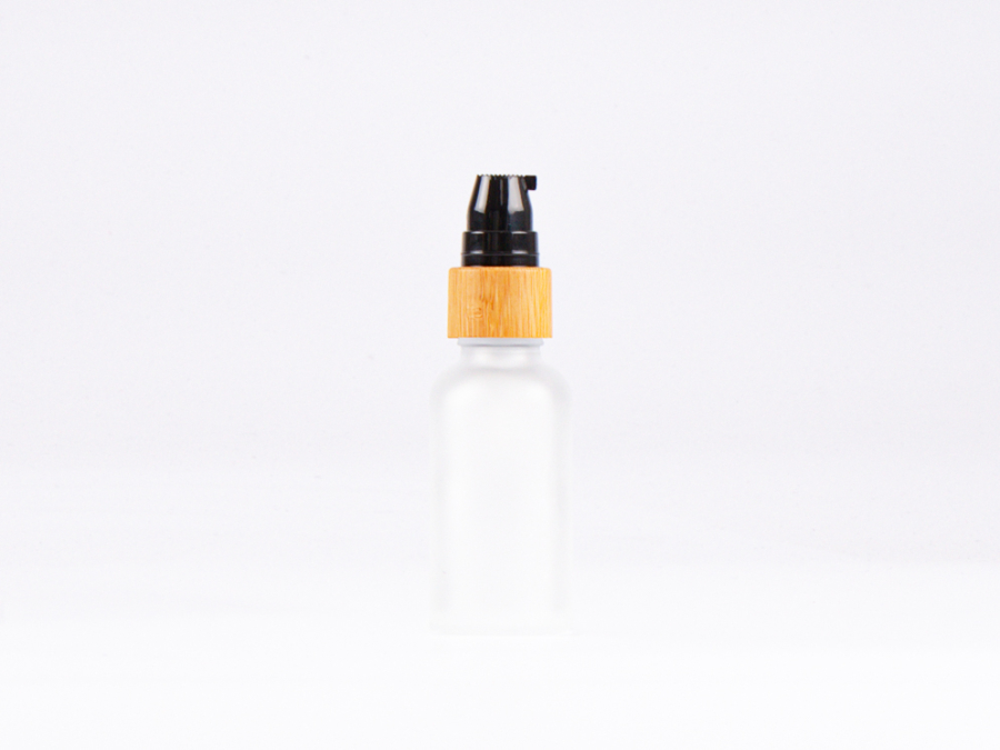 säuremattierte Flasche 30ml, mit Lotionspumpe Bambus