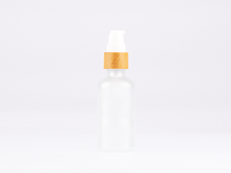säuremattierte Flasche 50ml, mit Lotionspumpe Bambus