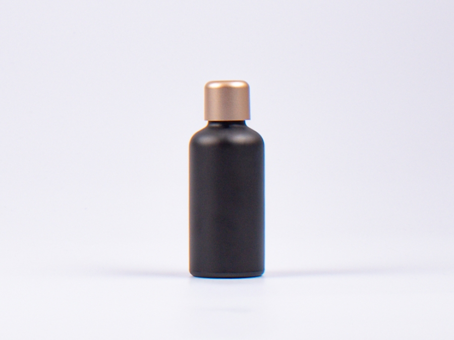 Schwarzglasflasche 50ml, mit Tropfmontur Gold gold