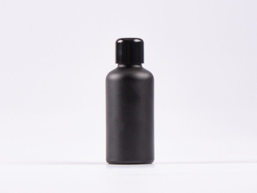 Schwarzglasflasche 50ml, mit Schraubverschluss schwarz
