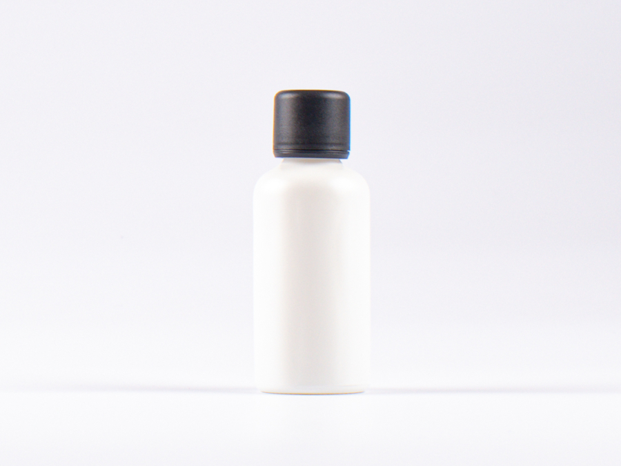 Weissglasflasche 50ml, mit Schraubverschluss & Giessring