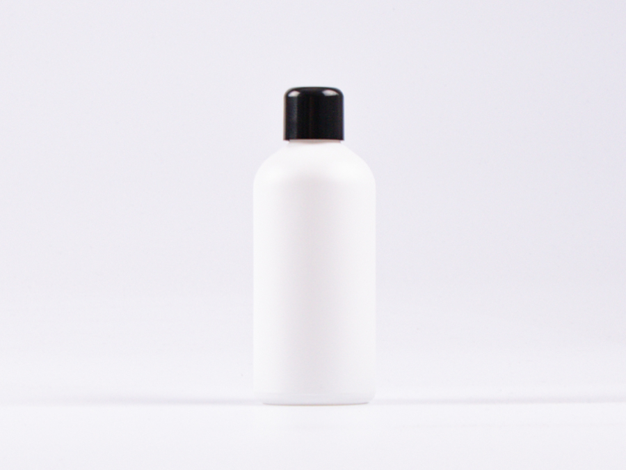 Weissglasflasche 100ml, mit Schraubverschluss schwarz