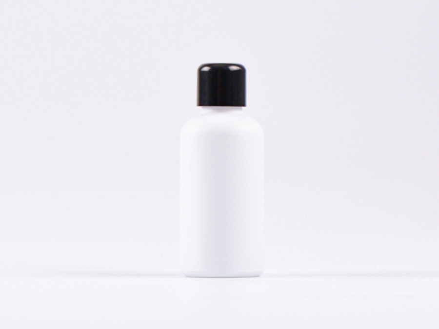 Weissglasflasche 50ml, mit Schraubverschluss schwarz