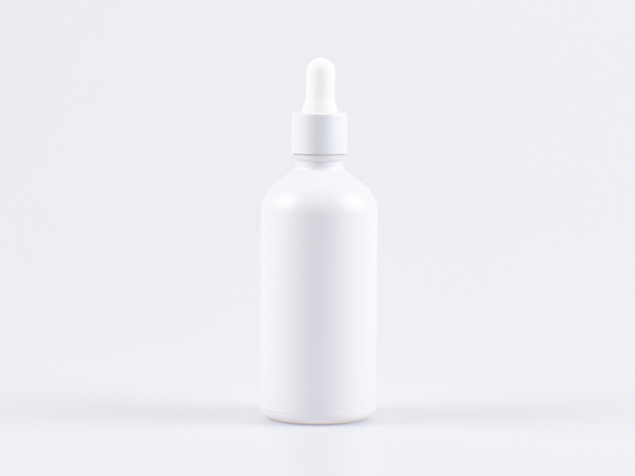 Weissglasflasche 100ml, mit Pipette weiss