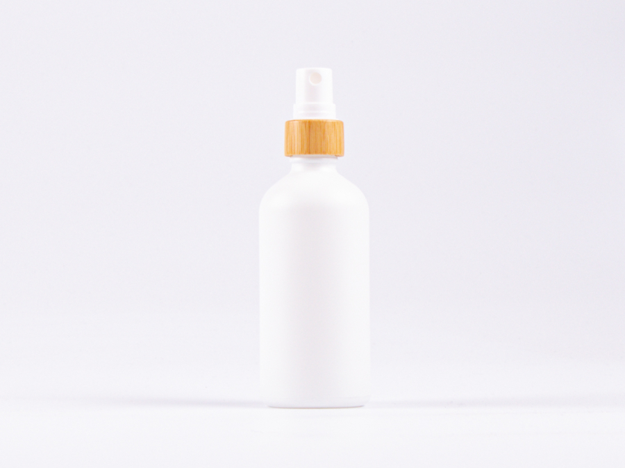 Weissglasflasche 100 ml - Zerstäuber Bambus