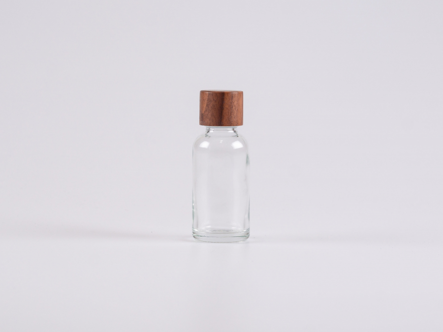 Klarglasflasche 30ml, mit Schraubverschluss Walnut