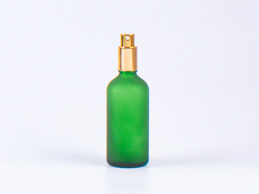 Grünglasflasche 100 ml - Zerstäuber Aluminium