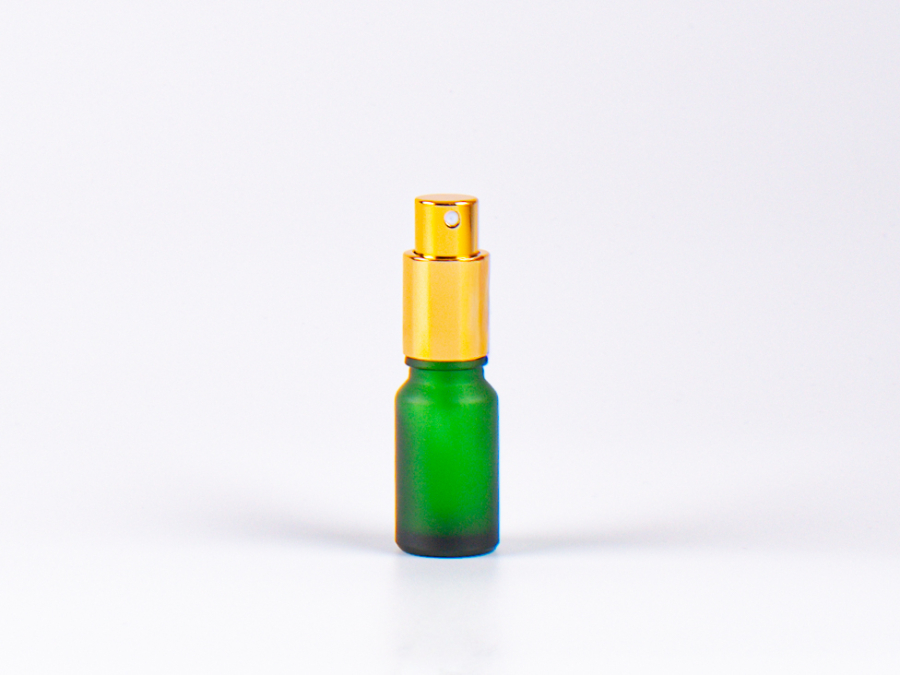 Grünglasflasche 10 ml - Zerstäuber Aluminium