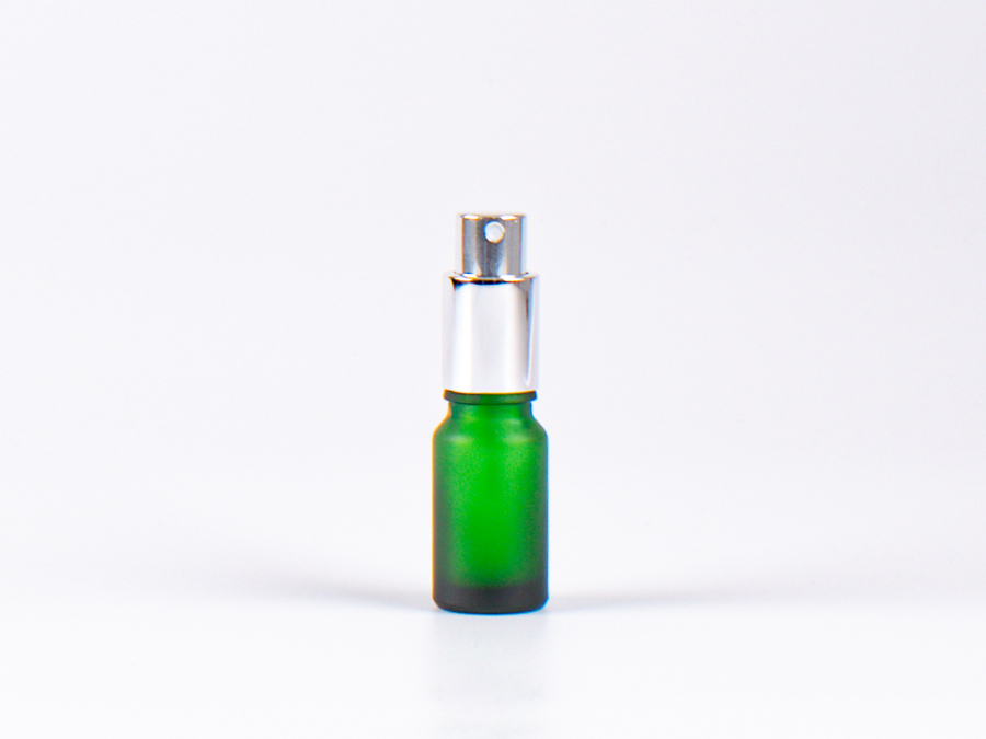 Grünglasflasche 10 ml - Zerstäuber Aluminium
