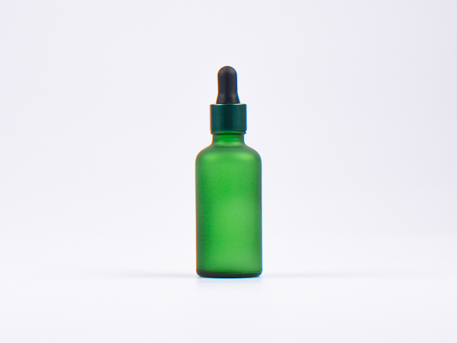 Grünglasflasche 50ml, mit Pipette grün-matt