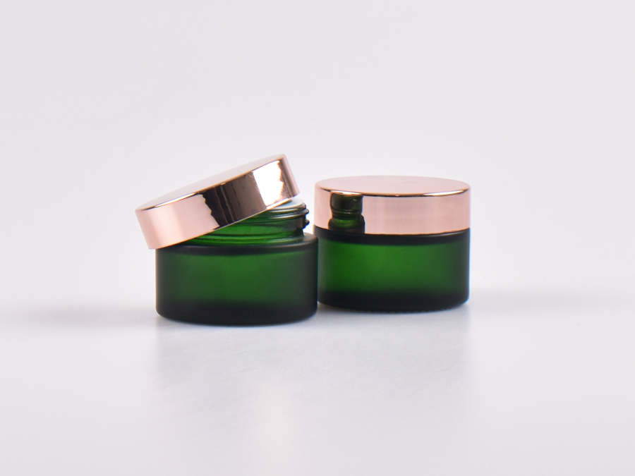 Grünglasdose, 30ml, mit Deckel rosé