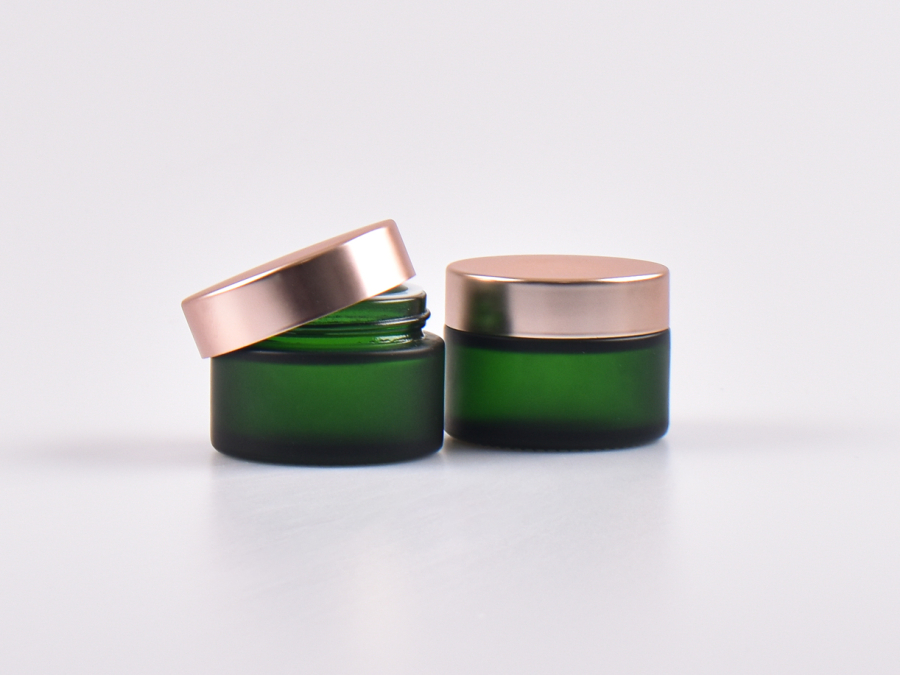 Grünglasdose, 30ml, mit Deckel rosé