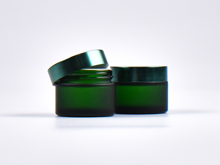 Grünglasdose, 50ml, mit Deckel grün