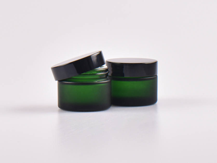 Grünglasdose, 50ml, mit Deckel schwarz