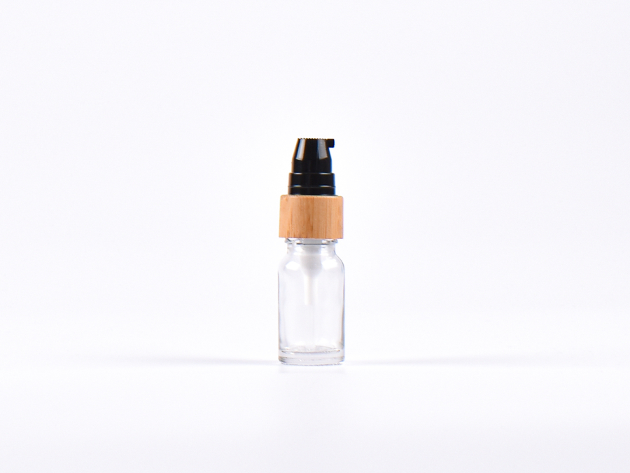 Klarglasflasche 10ml, mit Lotionspumpe Bambus
