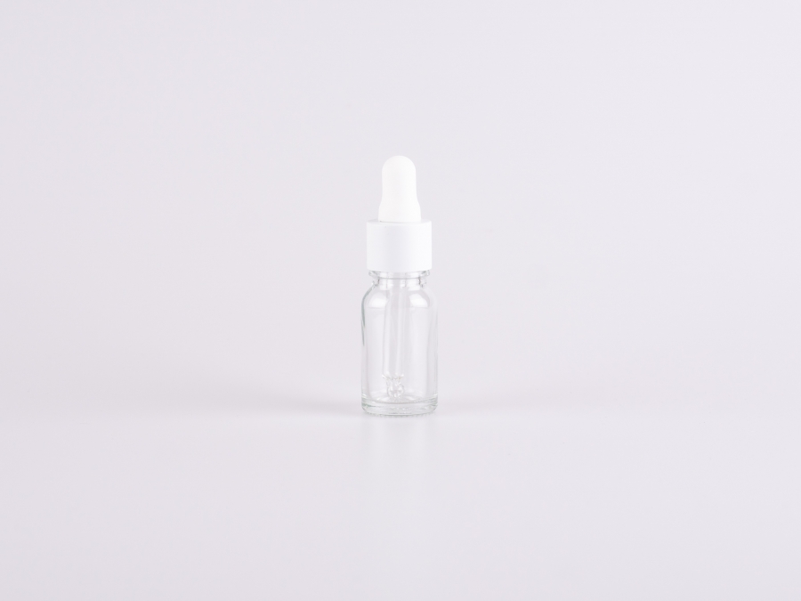 Klarglasflasche 10ml, mit Pipette weiss