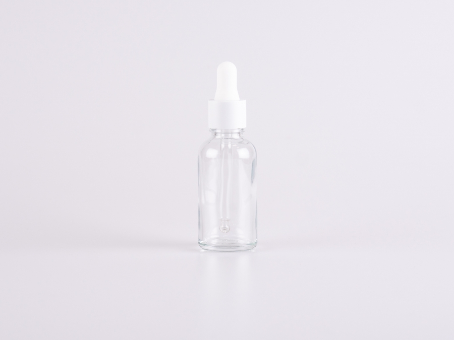 Klarglasflasche 30ml, mit Pipette weiss