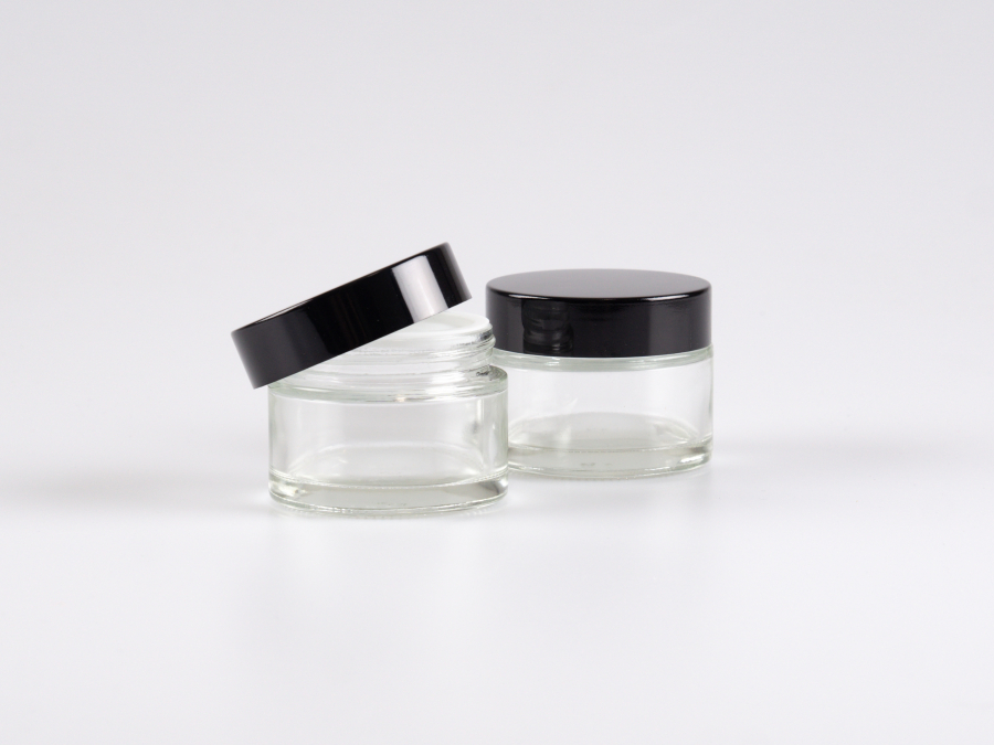 Klarglasdose 50ml, mit Deckel schwarz