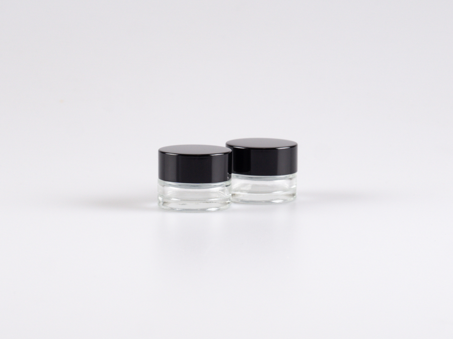 Klarglasdose 7ml, Deckel schwarz