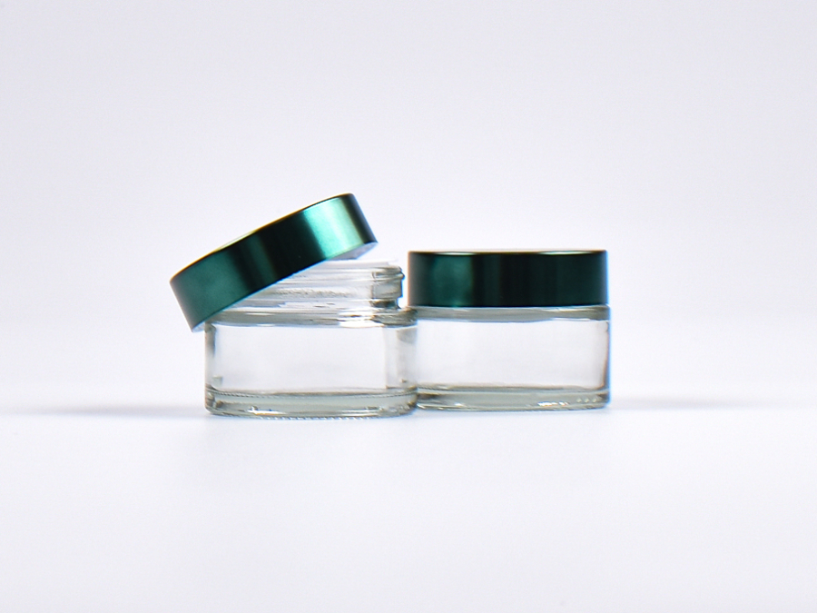 Klarglasdose 30ml, Deckel grün