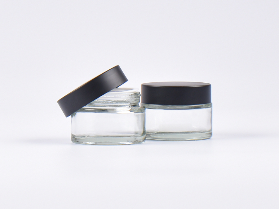 Klarglasdose 30ml, Deckel schwarz