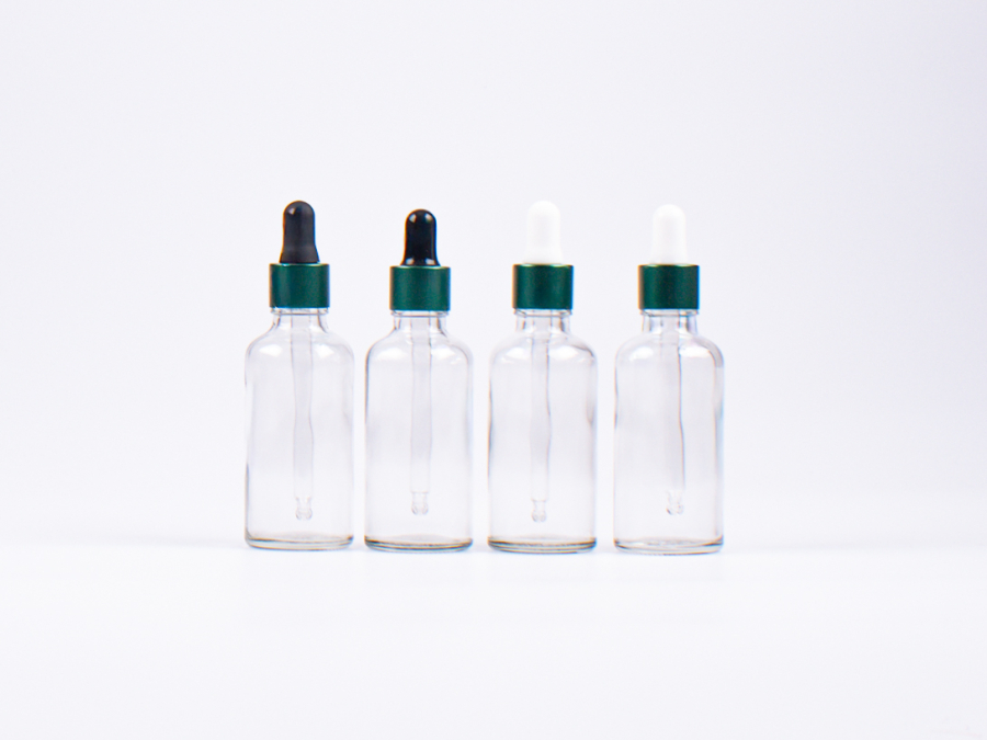 Klarglasflasche 10ml, mit Pipette grün-matt