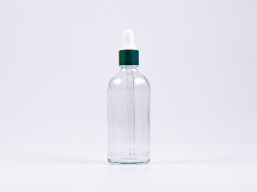 Klarglasflasche 100ml, mit Pipette grün-matt