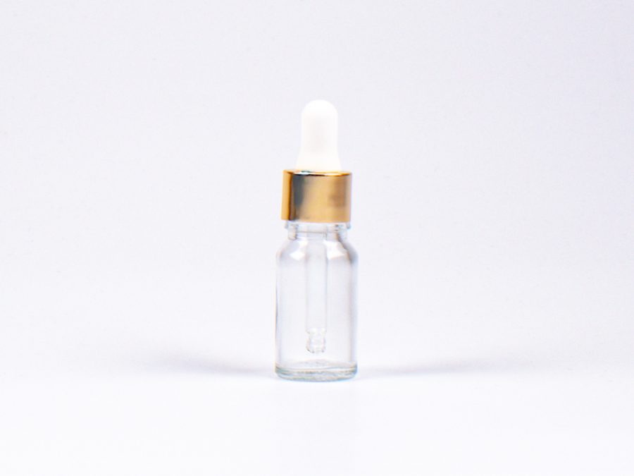 Klarglasflasche 10ml, mit Pipette gold
