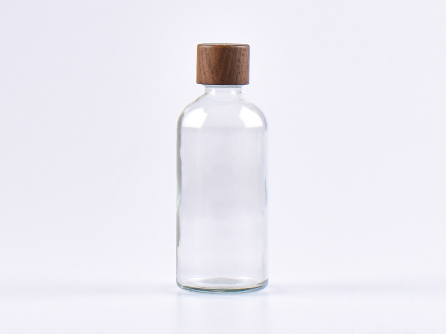 Klarglasflasche 100ml, mit Schraubverschluss Walnut
